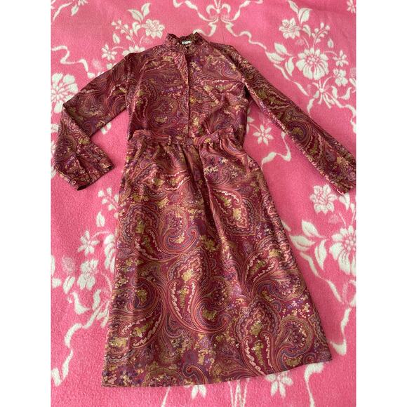 vintage Fashionaire red paisley skirt set size 8 - 10 union made in USA - Picture 1 of 11
